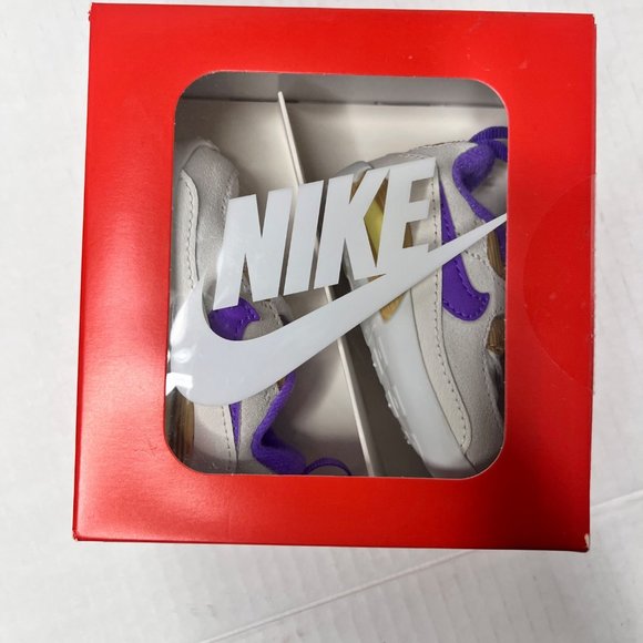 NIKE MAX 90 OG CRIB Shoe WHITE Gold Purple  Size 4c - Picture 1 of 4